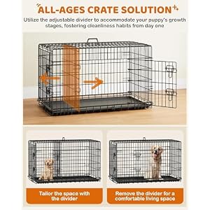 Yaheetech 42 inch Dog Crate Double Door Dog Crate w/Divider for Puppy to Adult XL Collapsible Metal Dog Crate with Removable Tray Wire Dog Kennel Pet Crate for Large Dogs Portable Travel Cage, Black Yaheetech 42 inch Dog Crate Double Door Dog Crate w/Divider for Puppy to Adult XL Collapsible Metal Dog Crate with Removable Tray Wire Dog Kennel Pet Crate for Large Dogs Portable Travel Cage, Black