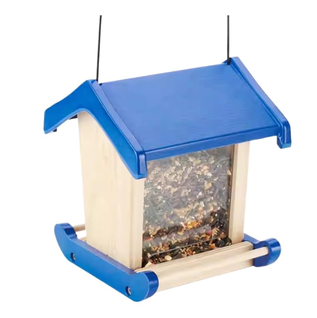 Comederos para Pajaros Alimentación de Aves Comedero De Madera For Pájaros Que Cuelga For La Decoración Exterior del Jardín Chalet con Forma Casa Campo Garden