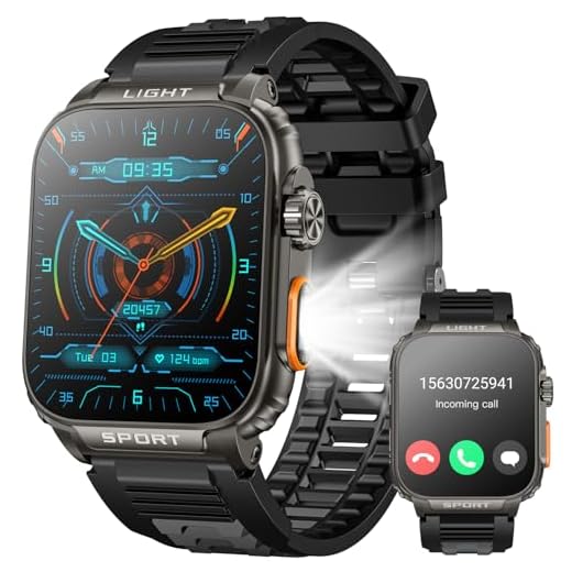 Montre Connectée Homme avec Appel Bluetooth: 1.91" Militaire Smartwatch avec Lampe de Poche LED Montre Fitness homme 100 Modes Sportif Moniteur de Sommeil Podometre Montre Intelligent pour Android iOS