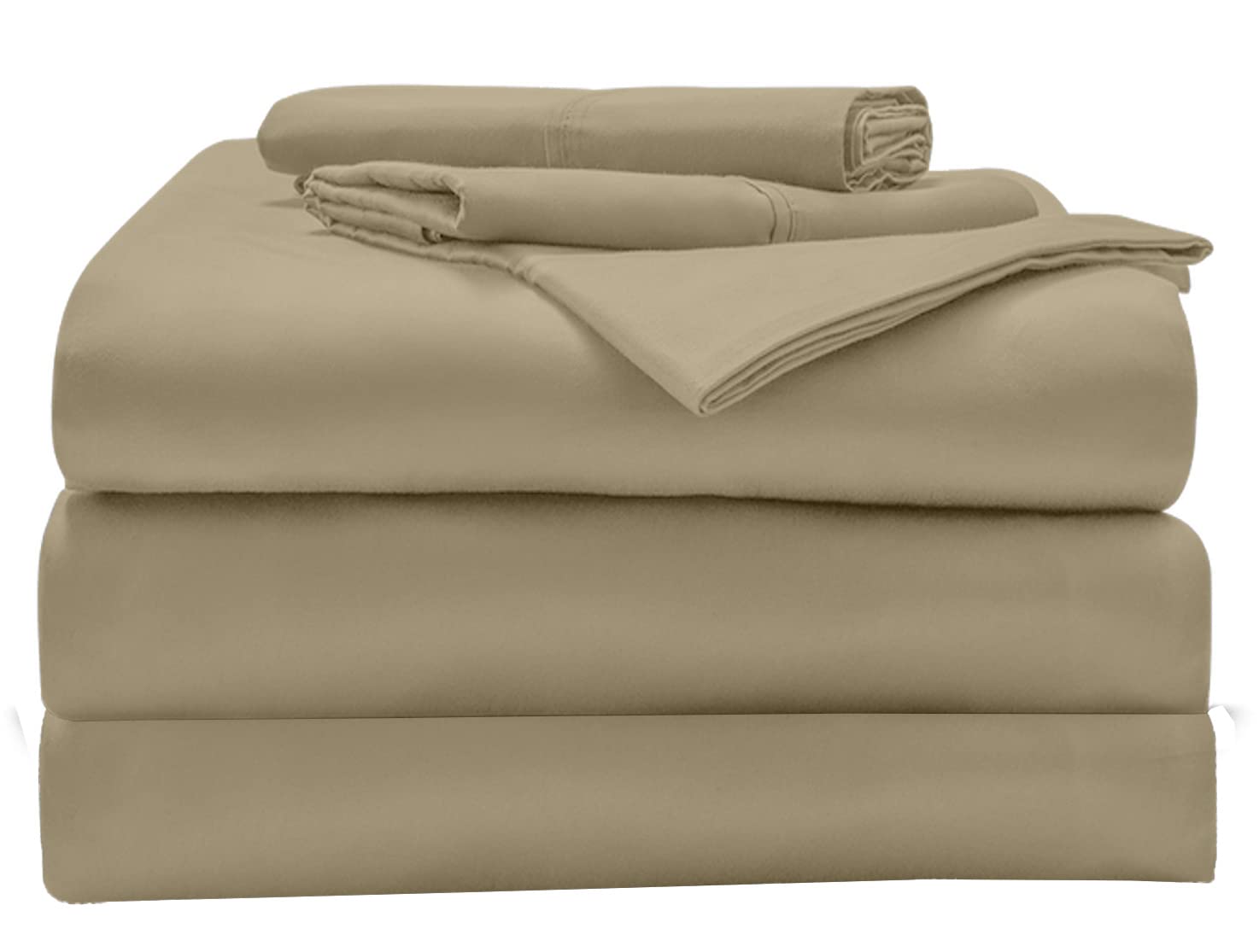 Split King Sheets Sets for Adjustable Bed, Soft 1000-Thread-Count 100% Egyptian Cotton, 5PC Bed Sheet Set, Split-King Sheet Set 18-Inch Deep Pockets, 1000-TC - Taupe Solid
