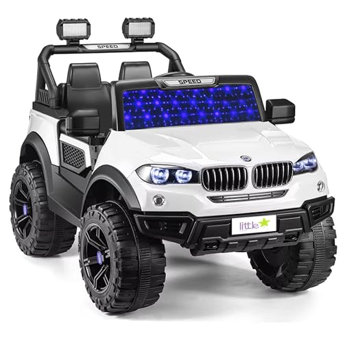 Image of Little Rides Battery Operated Jeep for Kids, Ride on Toy Car with Light & Music | Electric Jeep 12v Battery Car | Baby Big Car for Kids to Drive 2 to 8 Years Boys Girls (White)