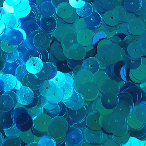 10mm Flat Sequins Crystal Iris Peacock Blue Green Rainbow Medium Center Hole Made in USA