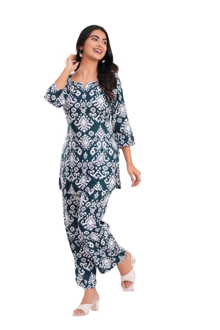 yazia Women's Cotton Printed Co-Ord Set | Printed Top & Palazzo Set | Soft Breathable Cotton Lounge Wear | Casual Ethnic Co-Ord Outfit for Daily, Office, Travel & Home | S to 2XL-picture-53