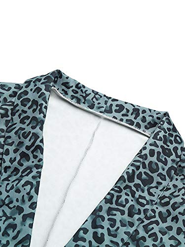 Leeofty Mulheres Elegante Leopard Print Blazer Suit Manga Comprida Turn-down Collar Slim Verificado