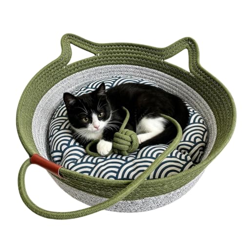 Cesta para cama para gatos pequeños y tumbona transpirable de algodón para mascotas 2