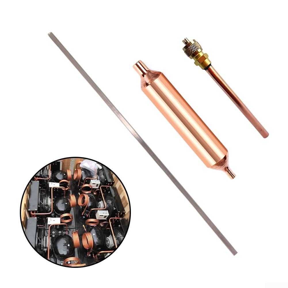 HVAC 3-in-1 Kit di strumenti filtro essiccatore, filtro frigorifero essiccatore macchina per ghiaccio strumenti di manutenzione valvola di servizio e asta di saldatura in rame fosforoso (1