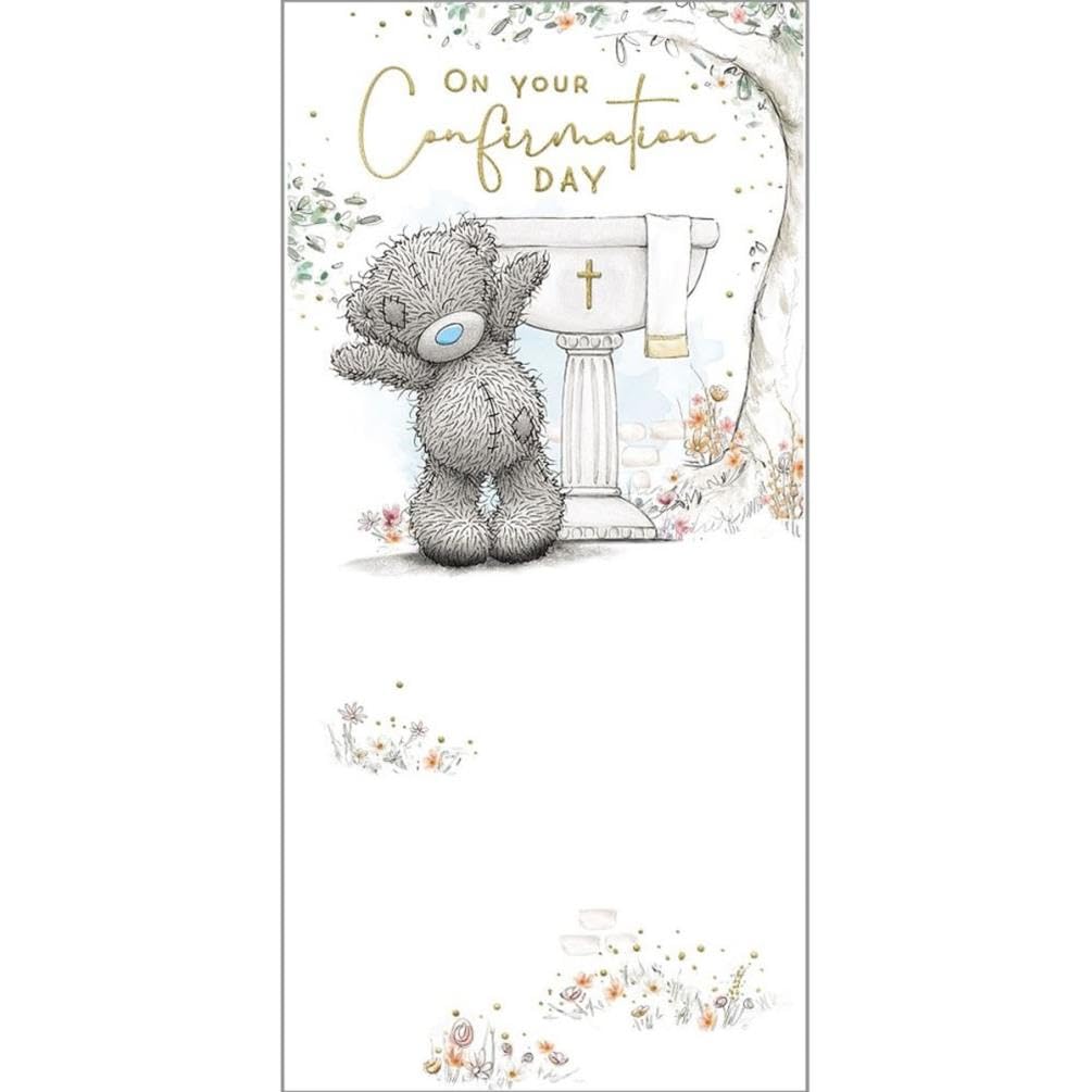 Me To You Bear On Your Confirmation Day Card With Gold Foil Detail 4x8 inches - Official Collection