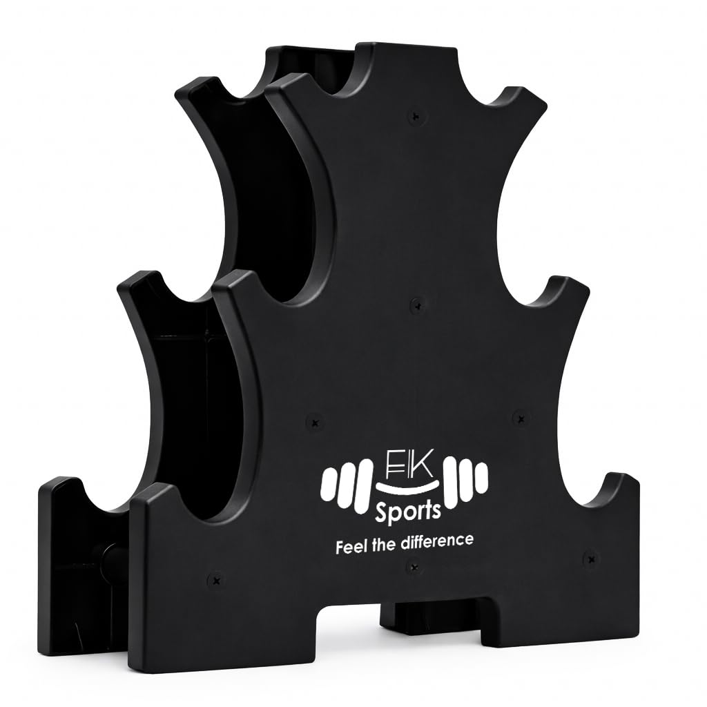 FK Sports 3-Tier Dumbbell Storage Rack, Heavy Duty Weight Stand for Home Gym, Compact Tree Rack for Dumbbells, Space Saving Strength Training Equipment