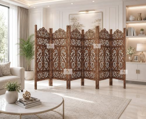 Image of Partition for Living Room,Divider,Partition Wall Room Divider Screen Separator, Wall Panel Divider for Hall | Bedroom |Office | Puja Room | Restaurant S Design (4ft 6 Panel Antique)