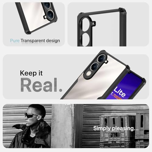 Image of Pikkme Back Cover for iQoo Z10 lite 5G / Vivo T4 lite 5G / Y19 5G / Y19e / Y04 4G / Y29s 5G | Ultra Hyrbid | Full Camera Protection | Raised Edge | Crystal Clear Transparent Bumper Case (Black)