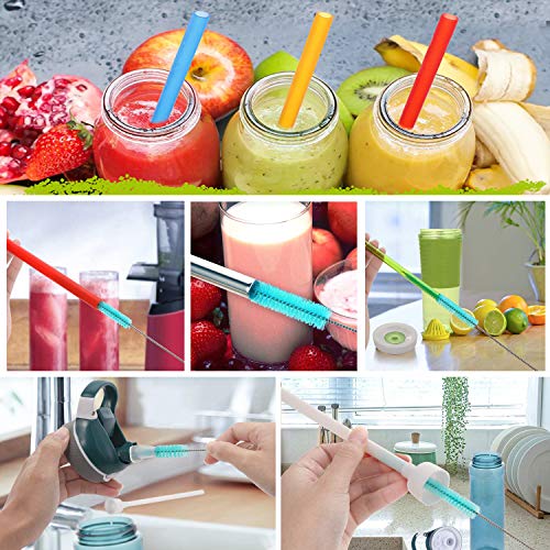 Image of Long Straw Brush Cleaner (10 Pack), Flexible Nylon Tube Cleaning Brushes with 0.4 inch Bristles, Rust-Proof Stainless Steel Wire Washer for Reusable Tumblers, Sports Bottles & Pipes (10 Inch)