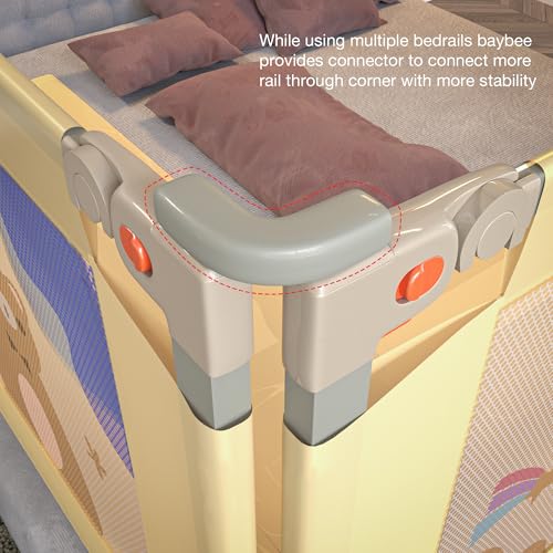 Image of BAYBEE Stainless Steel Baby Bed Rail Guard (150x80cm), Bedrail for Baby Safety with 28 Height Adjustable, Portable Bed Side Protector for Babies Falling | Foldable Single Bed Railing, 1 Side, (Beige)