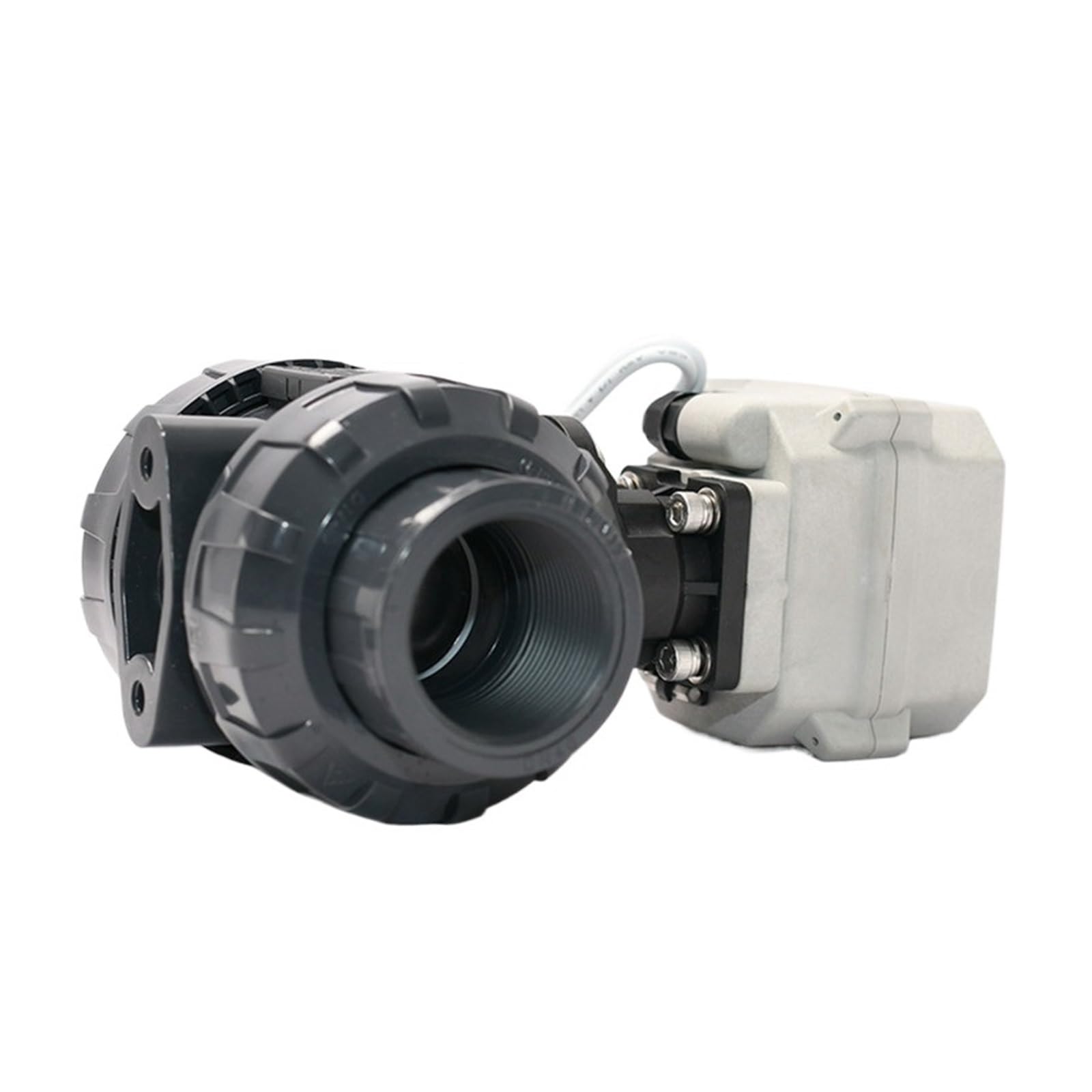 Valvola a Sfera, Valvola elettrica DN40 1-1/2'' a sfera motorizzata con unione vera a 2 vie estremità incollata valvola a comando manuale(GLUE END_DC24V_CR301)