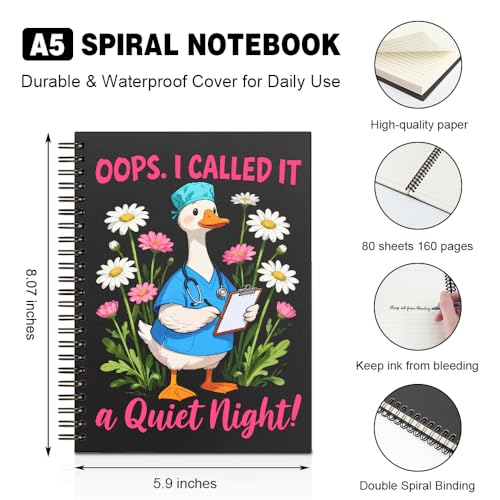 Journal amusant pour infirmière carnet de notes médical à spirale ligné - 2