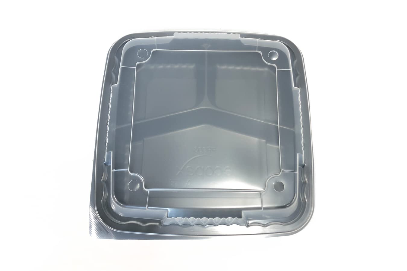 Bandeja de 3 compartimentos con tapa translúcida ventilada. Paquete combinado (bandeja y tapa). 75 bandejas y 75 tapas. Pebble (3 compartimentos)