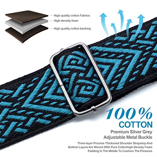 Nefelibata Guitar Strap With Pick Pocket, 2 Inch Thicker Woven Guitar Straps With Double Full Grain Leather Ends For Bass, Electric And Acoustic Guitars (Free Guitar Accessory Set) #TOP1