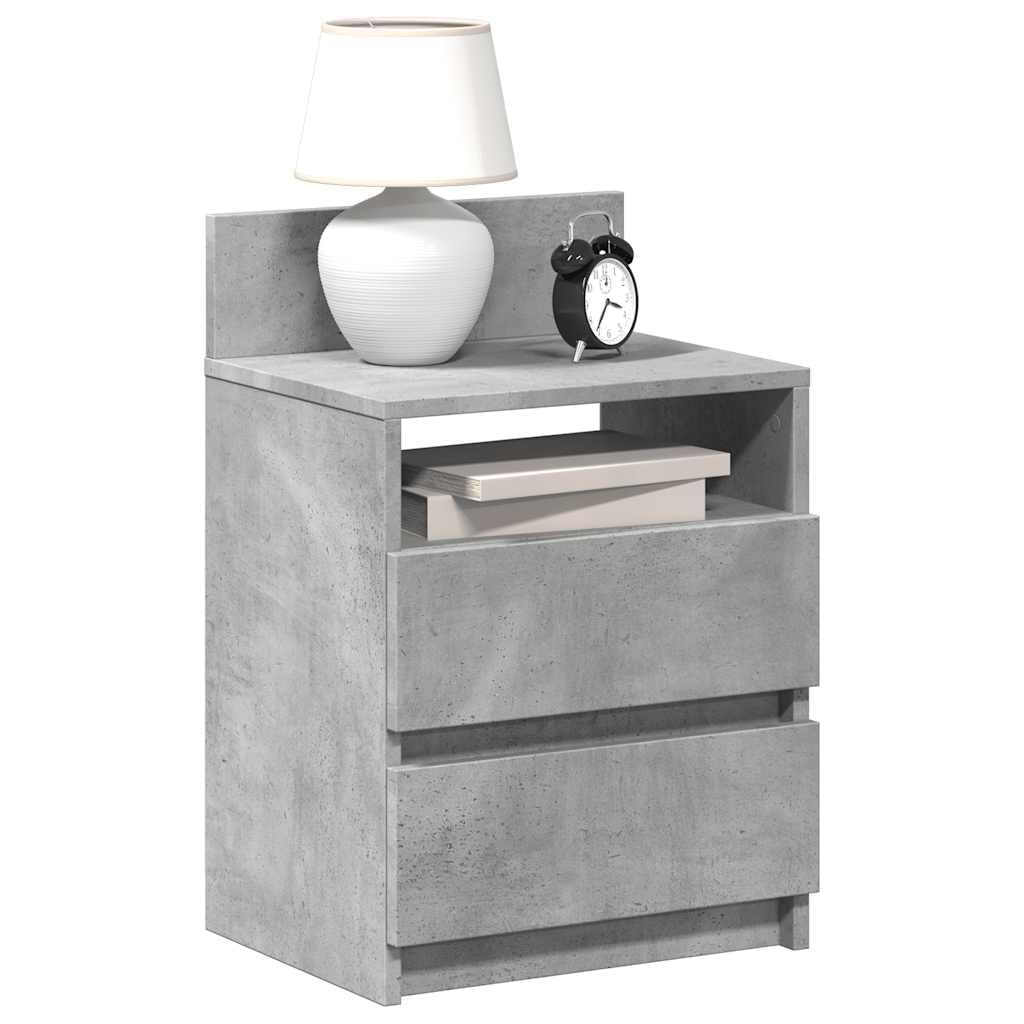 SXZenSpace 858567 Bedside Cabinets 2 pcs with Drawers Concrete Grey 40x33x60 cm Tables Cabinet Side End Table Nightstand Storage Organizer Home Stand for Bedroom