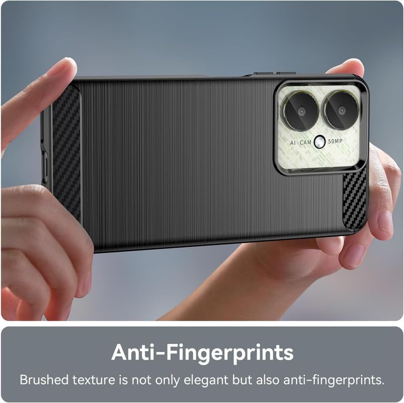 Image of NPRC Hybrid Ultra Slim Protective Case TPU Non-Slip Carbon Fiber Texture Shockproof Case Cover for Redmi 13c 5G - Black