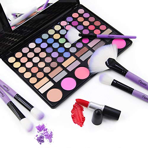 Daxstar Cosmetic Brushes Set Purple, Basic Beginner Makeup Brushes Collection 32 PCs Dense Fan Blending Highlighter Powder Mascara Brush with No-shed Brush Hair
