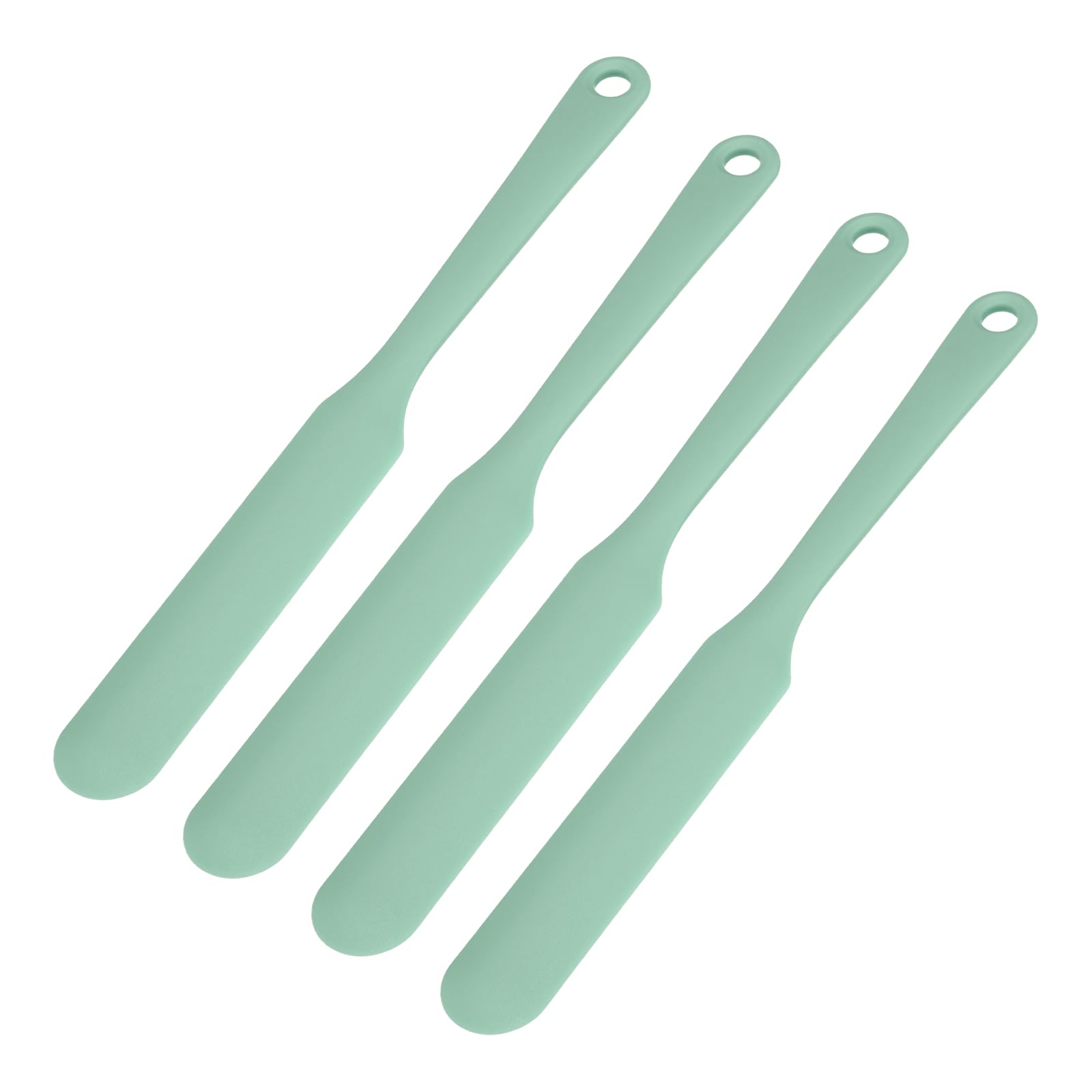 sourcing map 4Pcs Silicone Jar Spatulas, 8" Long Handle Thin Spatula Heat Resistant Jam Spreader for Scraping Peanut Butter Sourdough Cake Icing in Bottles Blenders Baking, Light Green
