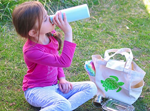 Ecozoi Reusable Lunch Bag With Pockets, 100% Organic Cotton Lunch Tote | Eco Friendly, And Easy To Clean & Wash | Picnic Bag For Kids, Men & Women #TOP6
