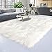 Latepis White Faux Fur Sheepskin Rug 4x6 for Living Room, Fuzzy Rugs Fluffy Washable Rug for Bedroom, Playroom, Luxury Room Decor, Rectangle