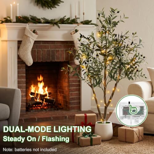5FT Olive Trees Artificial Indoor with Lights, Realistic Faux Olive Plant - image 8