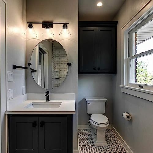 Hykolity 3-Light Vanity Light Fixture, 5-Piece All-In-One Bathroom Set (E26 Bulb Base), Oil Rubbed Bronze Wall Sconce Lighting With Glass Shads, Etl Listed (Bulb Not Included) #TOP7