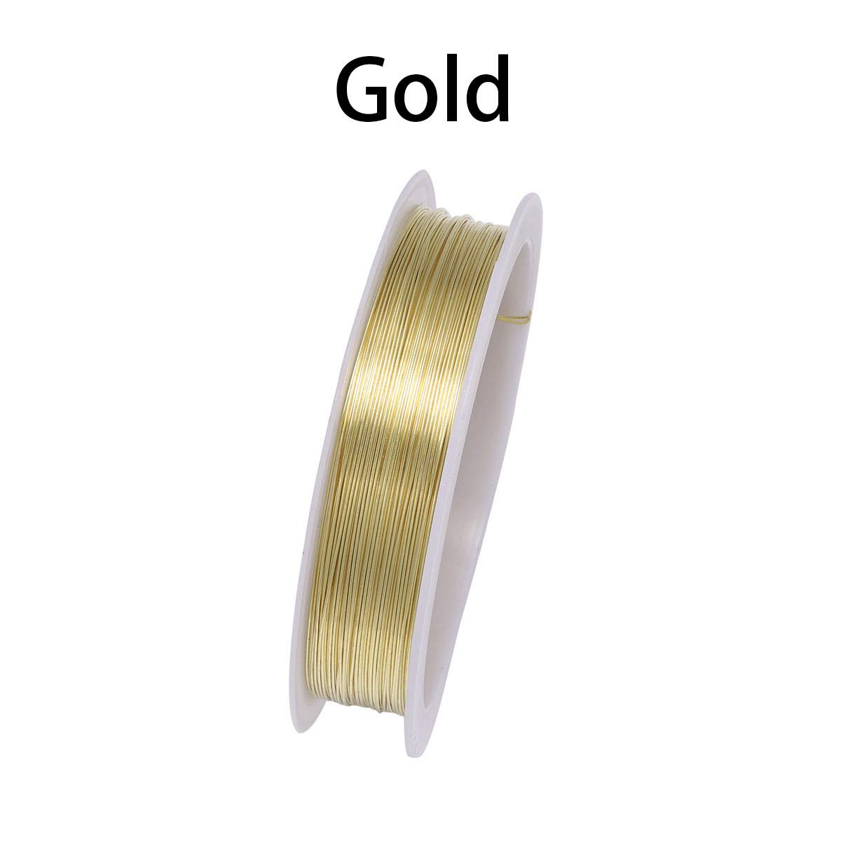 1 Roll Sturdy Alloy Copper Wire Dia 0.2/0.3/0.4/0.5/0.6/0.7/0.8/1 mm Thread Metal String Jewelry Beading Wire for DIY Jewelry Making Supplies and Craft (Gold, 0.2mm-20m Per Roll)