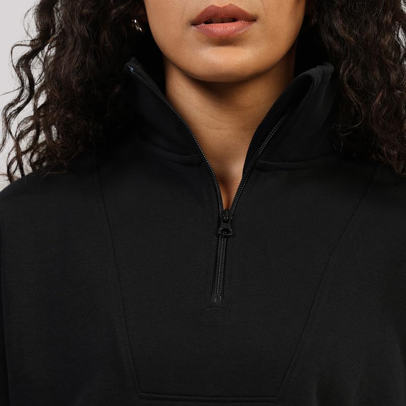 Image of BlissTerry Half Zip | Zippered front |Convertible collar to style |Kangaroo pocket for essentials |Ribbed cuffs |Cropped length