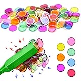 FuxFuis Magnetische Stäbe und Bingo Chips Set, 100 pcs Metall Ringed Discs Durchmesser 1,75 cm, Wissenschaft STEM Kit Lernzubehör Familie Spiel Magnetstab mit Chips Magnetic Rod für Familienspiele