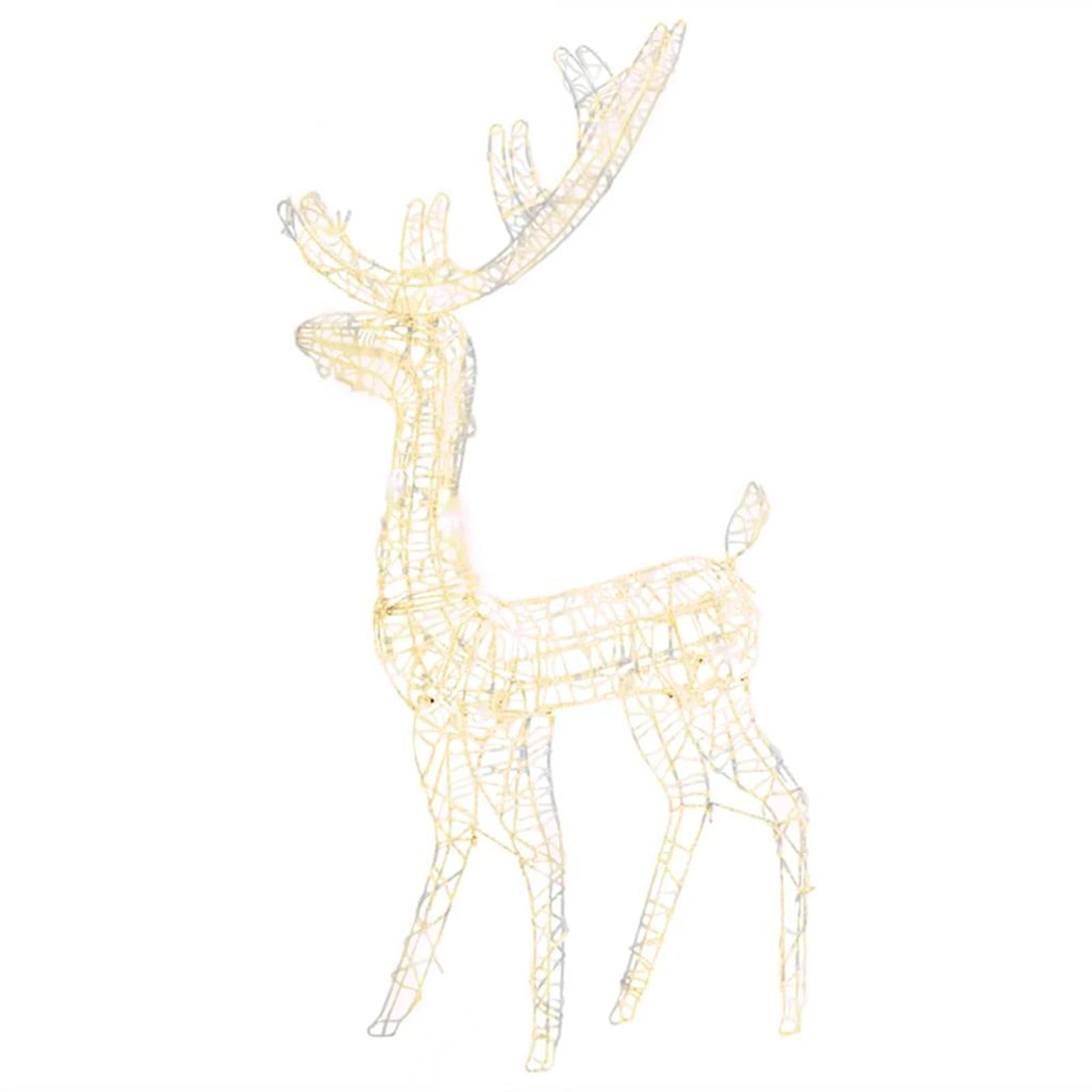 Homgoday LED Rentier Weihnachtsdekoration Acryl Warmweiß 140 LED 8 Lichtmodi 70x26x128 cm für Innen und Außen Garten Haus 329781