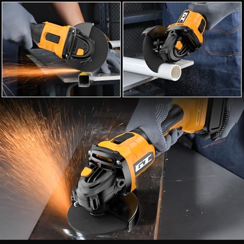 Image of Cordless Angle Grinder Compatible with Dewalt Battery 20V Max, 4-1 /2 Inch Power Electric Angle Grinder Tool with Handle, 6 Discs for Grinding, Cutting, Polishing