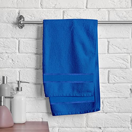 Image of @Home by Nilkamal Extra Absorbent Lightweight Anti Bacterial and Odour Resistant 100% Cotton Solid Hand Towel | Set Includes 4 Hand Towels | Pack of 4 - Onion & Irish Blue - 38 x 58 cm