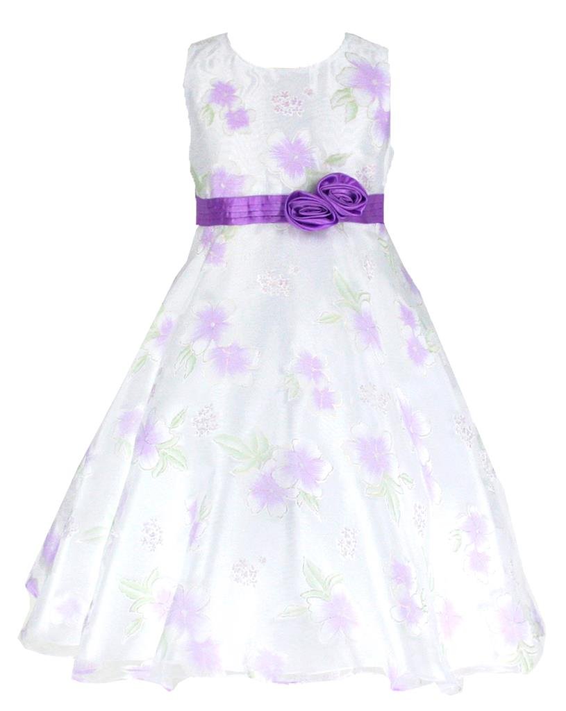 go2victoria Organza Party Bridesmaids/Flower Girl Tea-Length Dress Lilac 4 Years (L2310-4#)