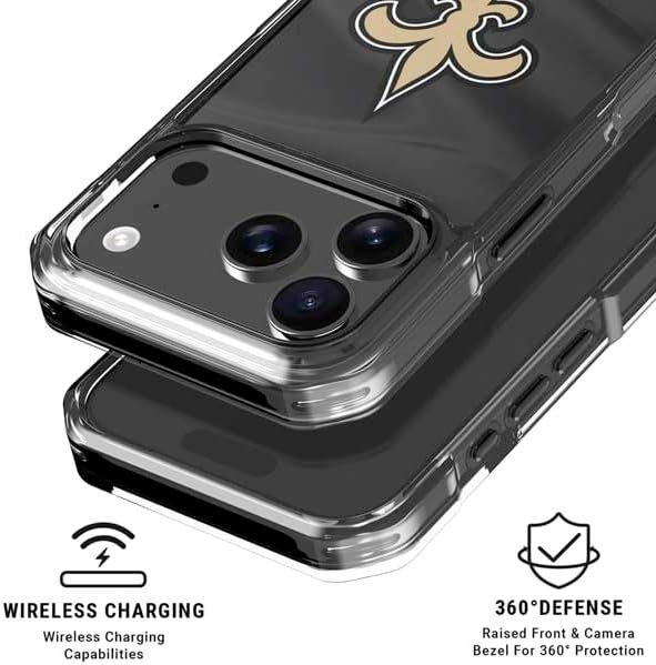 Skinit Clear Phone Case Compatible with iPhone 17 Pro Max - Officially Licensed NFL New Orleans Saints Design