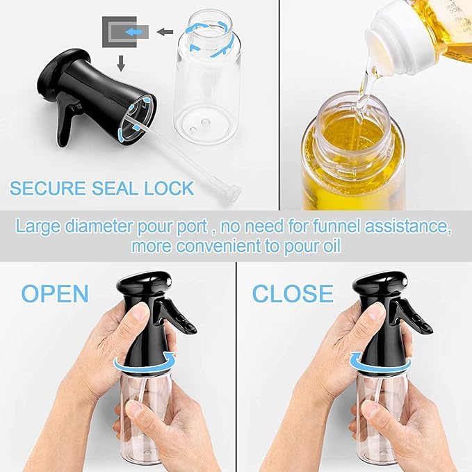 SLIMBI Glass Olive Oil Sprayer, 210ml Mister, Kitchen Gadget for Air Fryer, Salad Making, Baking