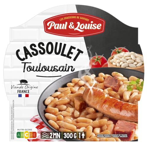 Paul & Louise - Cassoulet Toulousain - 300g - Prêt en 2 minutes au micro-onde - Viande 100% Origine France - Recette traditionnelle - Sud Ouest - Terroirs - Longue...