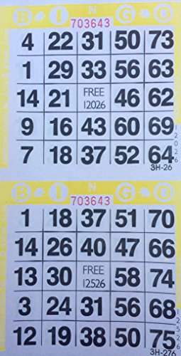 Cartones de bingo listos para jugar con 3000 tarjetas dobles color amarillo