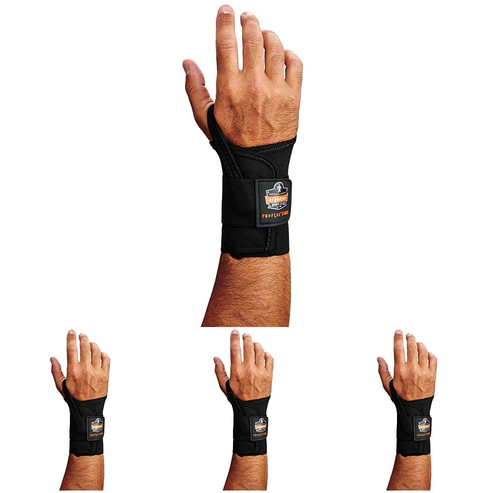 Ergodyne - 70008 ProFlex 4000 Single Strap Wrist Support, Black - X-Large, Right Hand (Pack of 4)