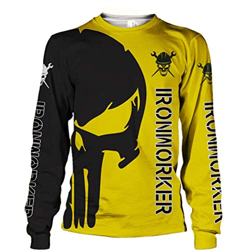 Heart Gifts Black Yelow Ironworker Punisher Skull 3D All Over Printed Pullover Hoodie, T-Shirt, Zip Hoodie, Sweatshirt, Hawaiian Shirt, Polo T-Shirt, Tank Top for Men and Women