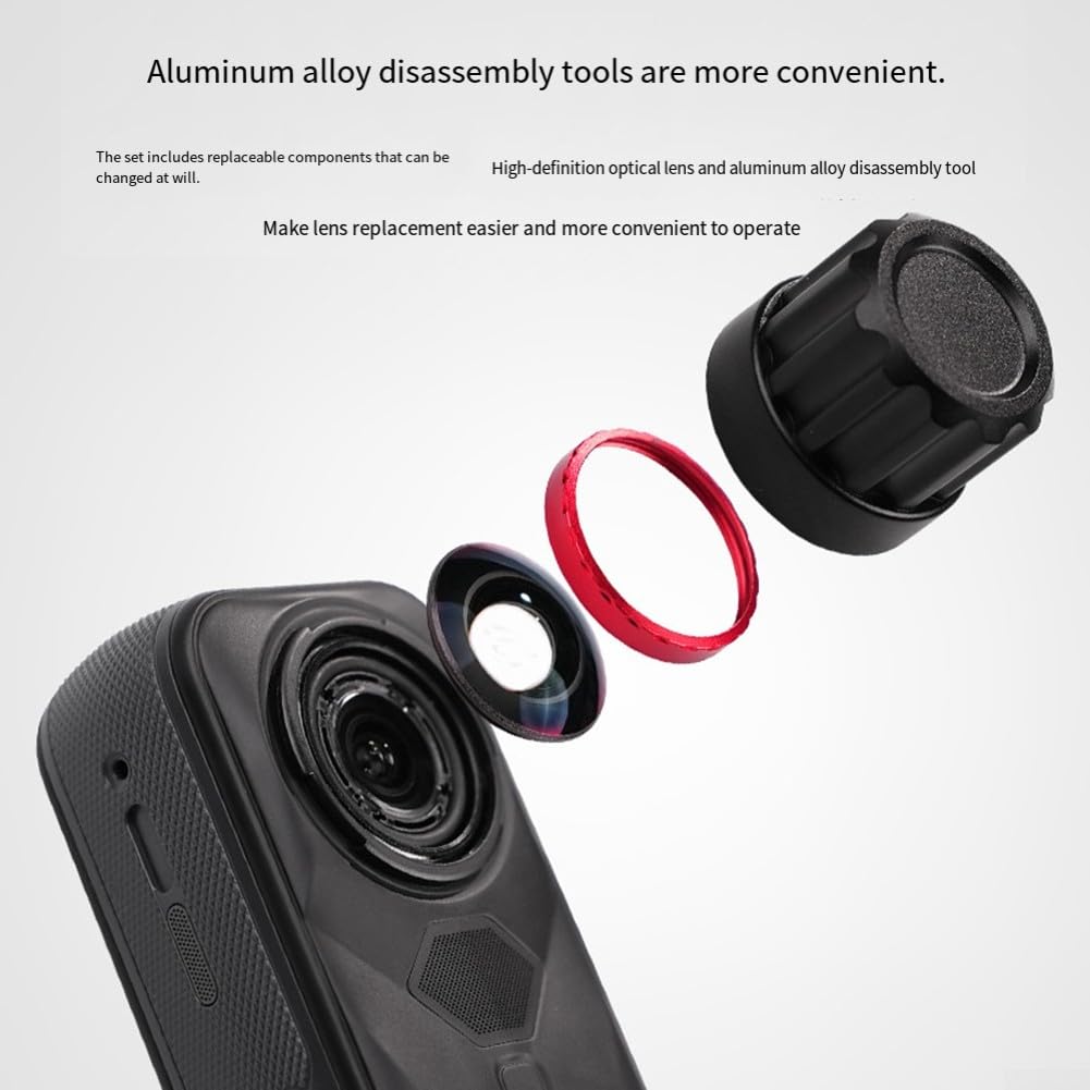 Set di lenti ottiche ad alta definizione per Insta360 X5 | Confezione da 2 lenti intercambiabili in vetro con anelli in metallo, accessorio portatile per migliorare video e creatività