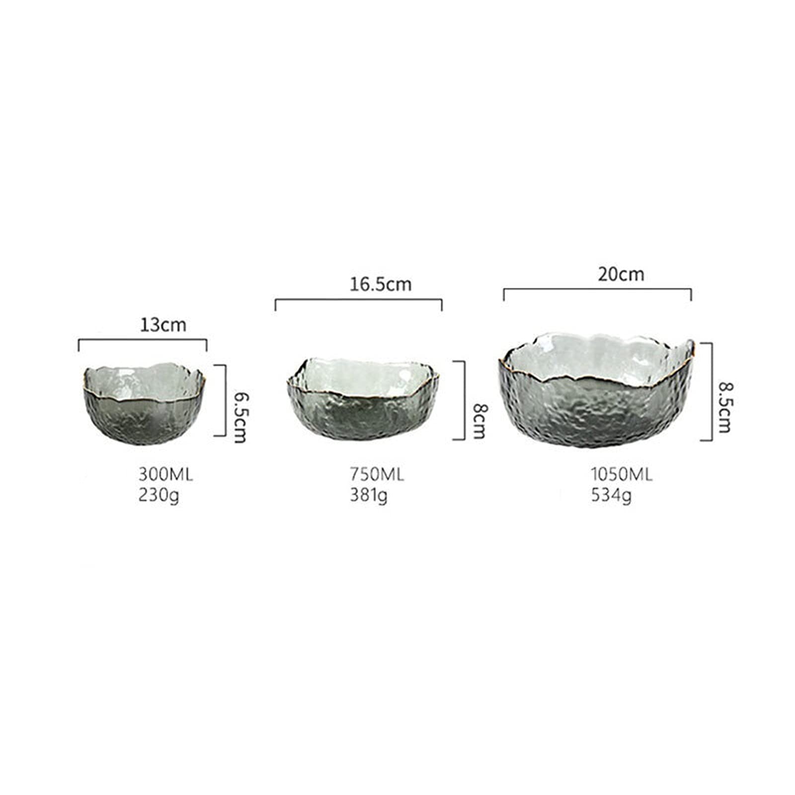 Miska do sałatki, szklane miski, nieregularne naczynia, dostarczane, Glod Inlay Rand Hammer Glas, miska do sałatki, wielokolorowa, deserowa miska na owoce miska do serwowania (kolor: E, rozmiar: duży)