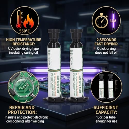 Image of UV Curing Solder Mask Ink, Fast Drying Insulated UV Curing Solder Mask Ink, 2Pcs PCB BGA Repair Resist Paint, High, Spot Welding Equipment (White)