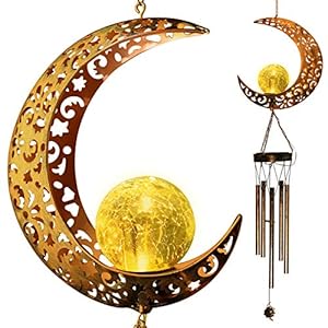 Moon Solar Wind Chimes for mom Moon Decor for Outside Outdoor Clearance Gardening Gifts Birthday Gifts for mom for Women…