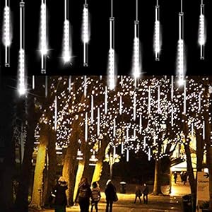 Aluan Christmas Lights Meteor Shower Rain Lights 10 Tube 240 LED 12 Inch Waterproof Plug in Falling Rain Fairy String…