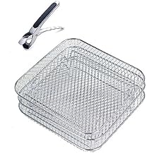 8 Inch Air Fryer Rack fit for Instant Vortex Fryer,Philips,COSORI Fryer,Square Three Stackable,Multi-Layer Dehydrator Rack