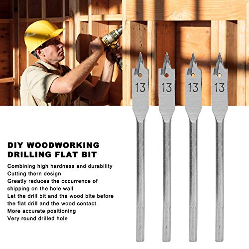 Spade Drill Bits 4Pcs Spade Drill Bit Set, 13mm Paddle Flat Bits High Carbon Steel for Woodworking