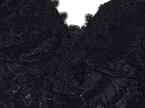 Jurebecia Sra. Sexy Hollow Lace Roupa Interior Halter Corset,Preto-XL