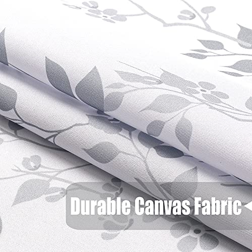 Beauoop Gray Cafe Tier Curtains For Kitchen Leaf Floral Pattern Farmhouse Half Window Curtain Panels For Living Room Cafe Bathroom Basement Rod Pocket Window Treatment Set, 28" W X 24" L, Set Of 2 #TOP2